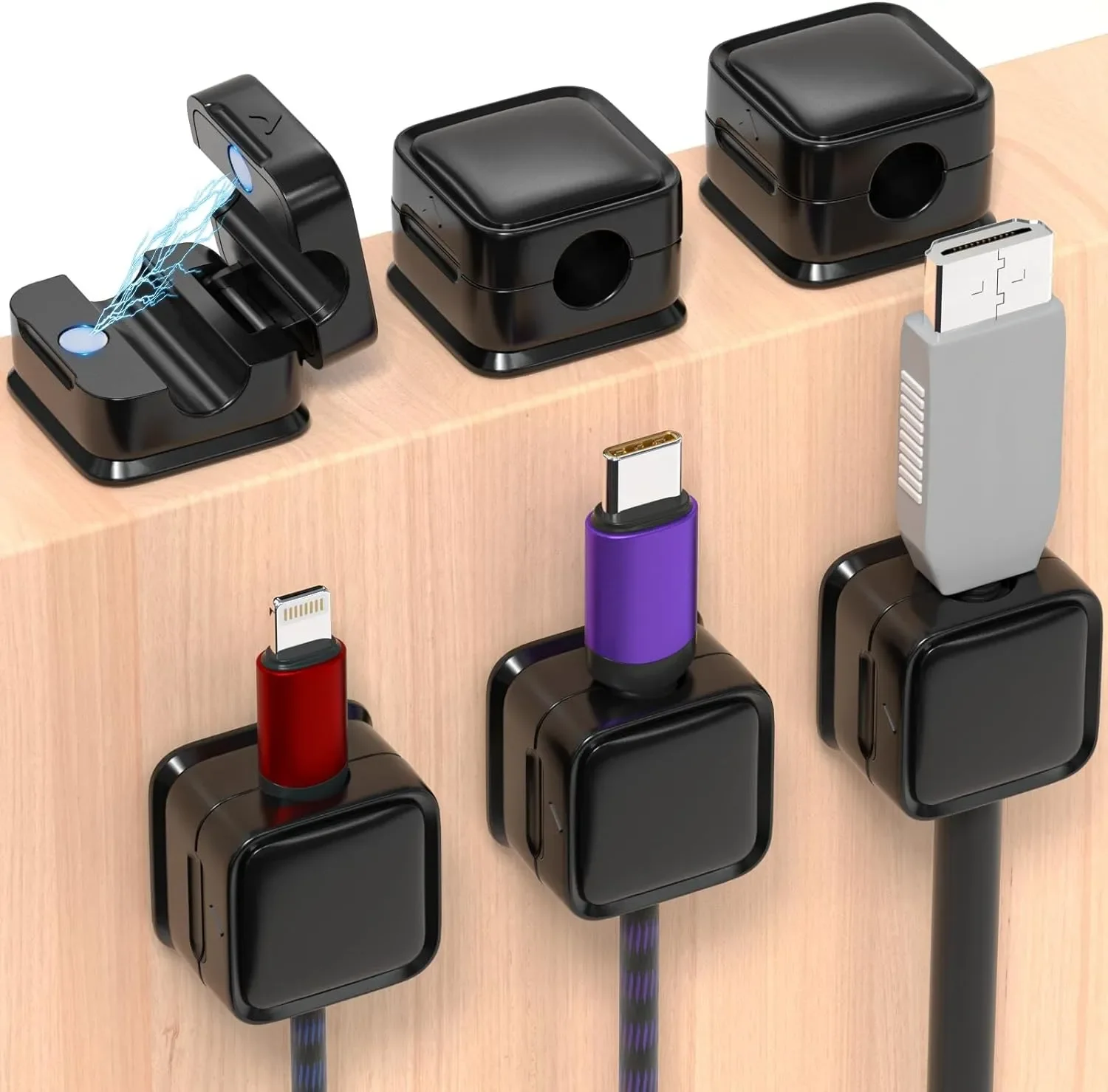 Cable Organizer - 小型ケーブル整理ホルダー。磁石付きで、滑らかな調整が可能。デスク下でのケーブル管理に最適。ワイヤー固定クリップとしても使用可能。