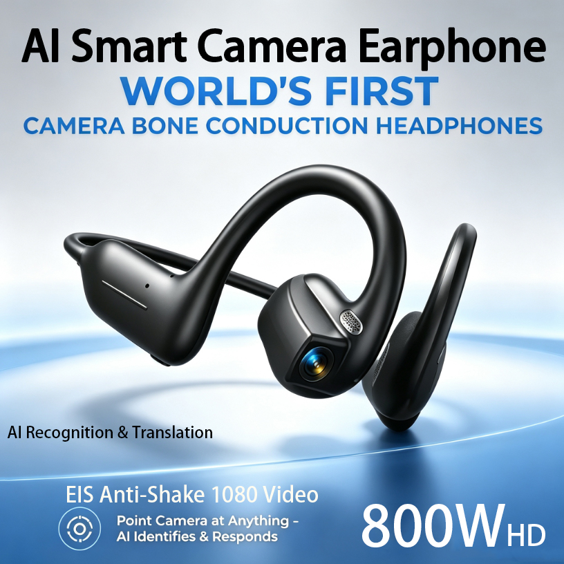 Headphones Wireless - 2026年最新スマートイヤホン：ダイナミックなサウンドエフェクト、音楽、Bluetooth、HD通話、800Wスマートカメラ、リアルタイム翻訳機能搭載。