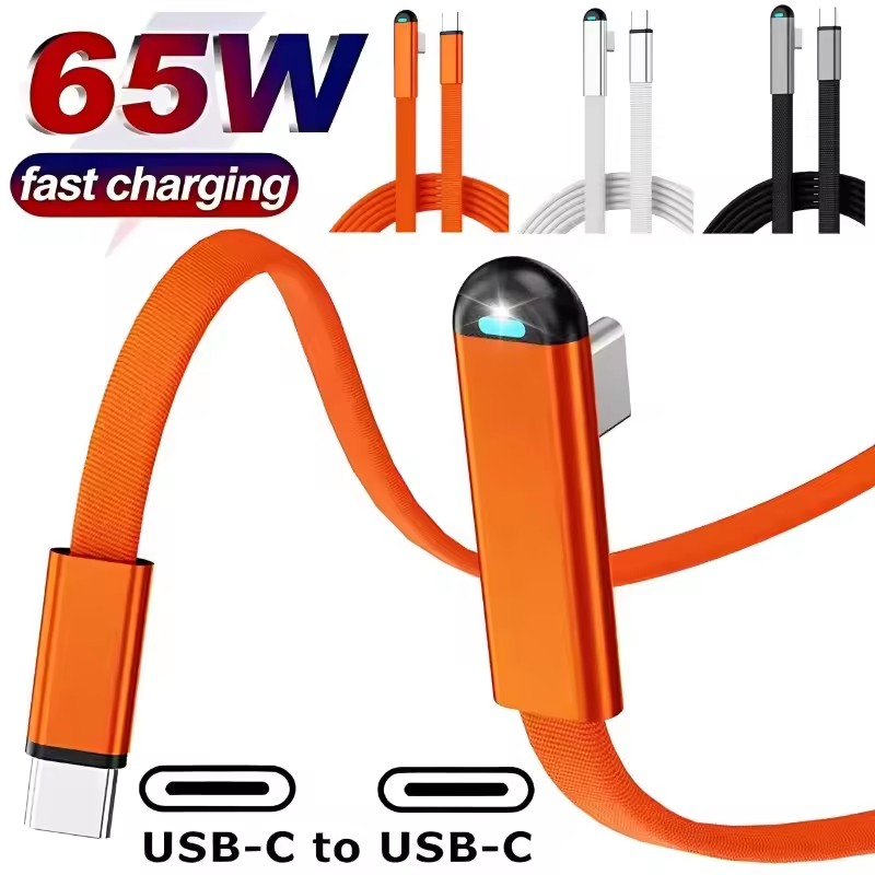 Usb Charger - 65W USB-C - USB-C 超急速充電対応、編み込みケーブル、Type-C L字型、PD対応、iPhone