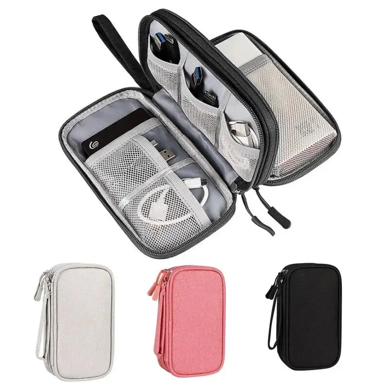 Cable Organizer - 1 個グレー/ブラック/ピンク/ネイビー新しいトラベルオーガナイザーバッグケーブル収納オーガナイザーポーチキャリーケースポータブル二層収納バッグ