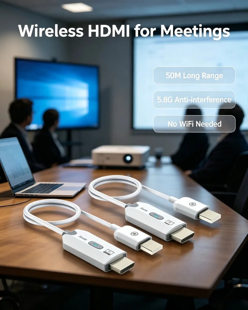 Hdmi Adapter - ポイントツーポイント4Kデコード対応HDMI互換ワイヤレスエクステンダー50M送受信機、安定した信号、干渉なし、会議用