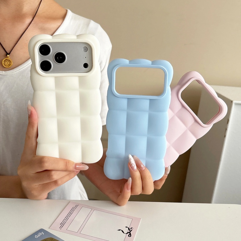 Huawei Mate 60 - Huawei Mate 60、Pura70、80、90、Candy Nova 14、15、16 Ultra対応、格子柄3Dブロックデザインのシリコン製スマートフォンケース。単色で、衝撃吸収性に優れたソフトカバー。