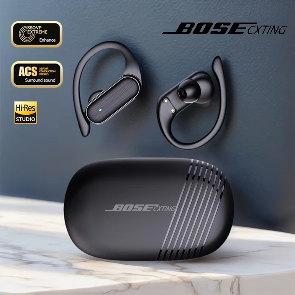 Headphones Wireless - BOSECXTING A520 ワイヤレスビジネスヘッドホン、耳掛け式、高音質、重低音、ノイズキャンセリング機能付き、マイク内蔵、スポーツやゲームに最適なヘッドセット、新品。