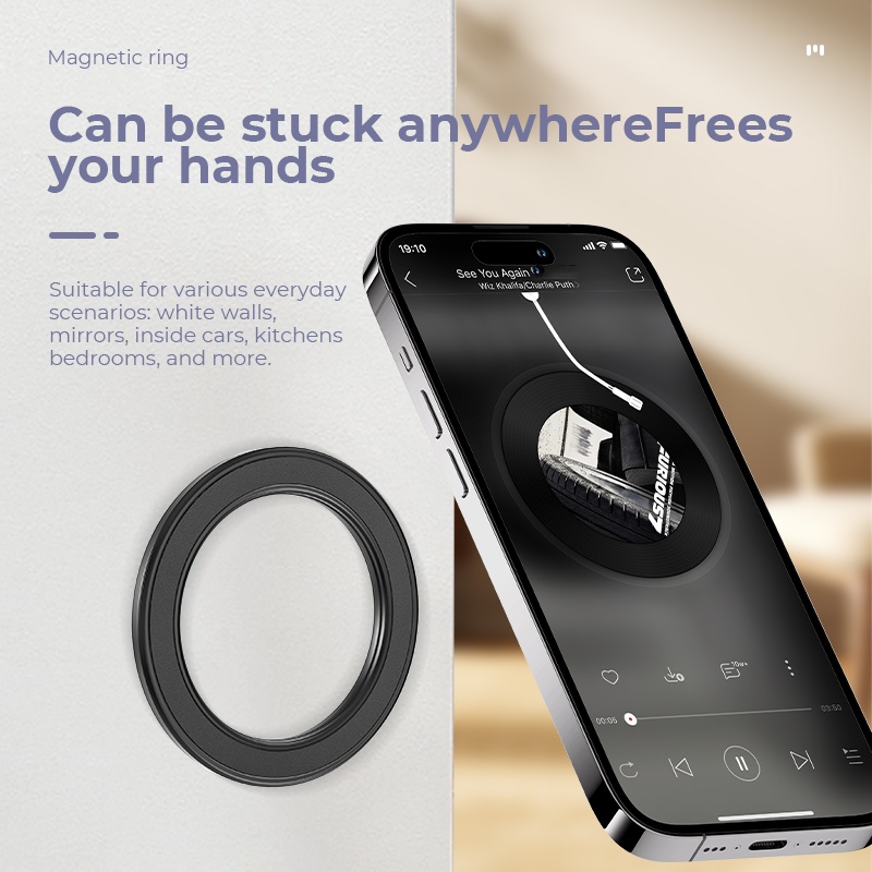 Usb Charger - MagSafe対応 強力マグネットリング式スマホホルダー 粘着マグネット壁掛け携帯電話マウント 車載ダッシュボードマウント iPhone 15用