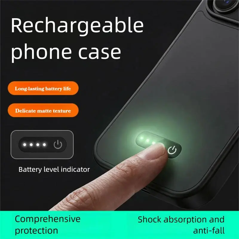Power Bank - iPhone 16 Pro用バッテリーケース。2500mAhの大容量、超薄型で持ち運びやすい保護充電カバー。急速充電とワイヤレス充電に対応。充電可能なモバイルバッテリーケース。