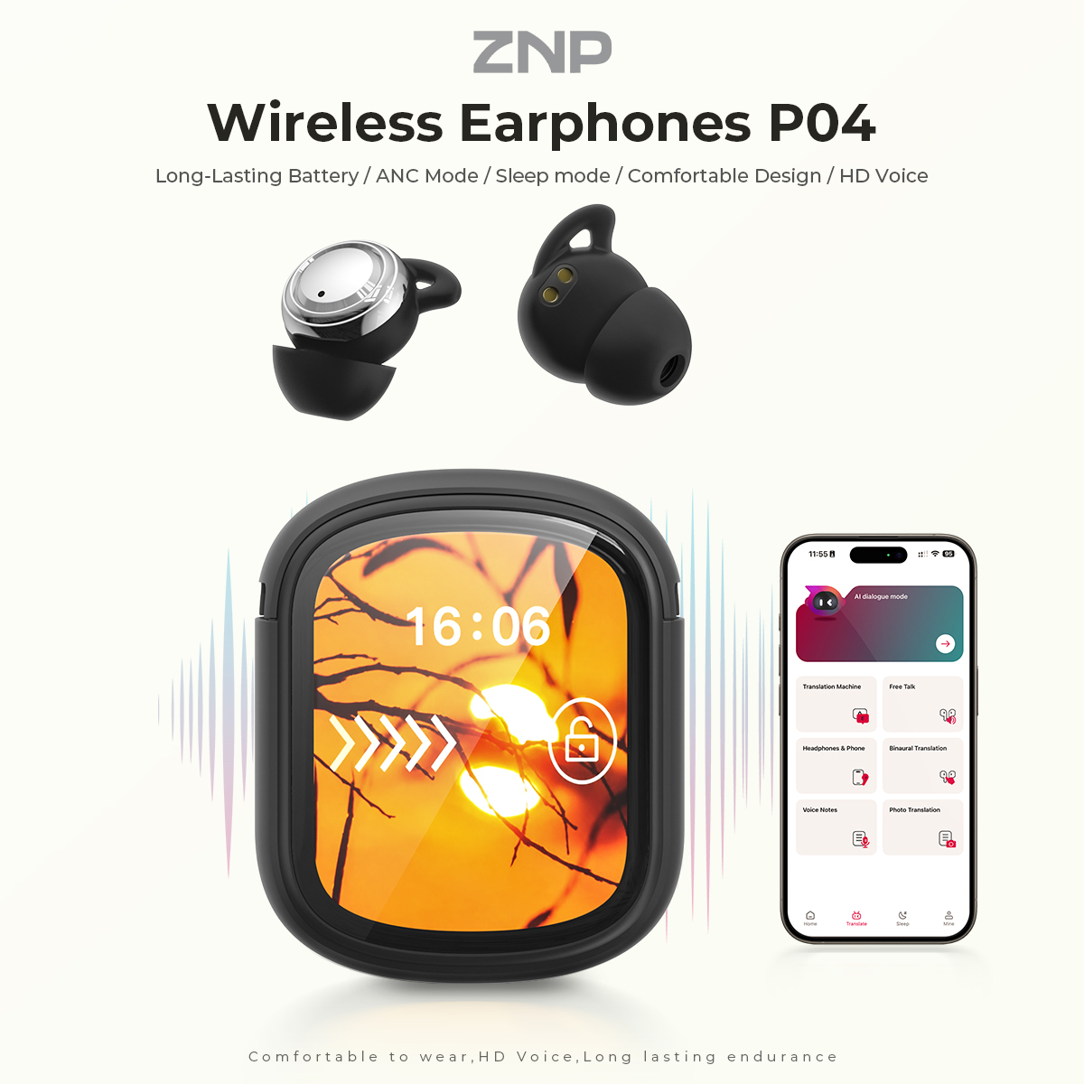 ZNP P04 睡眠補助イヤホン アクティブノイズキャンセリ - Wireless Charger のレビューと価格