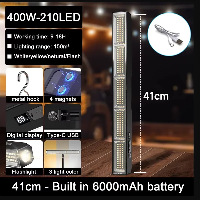 41cmの磁石付きLED作業灯バー。高出力、USB充電式、3 - Power Bank のレビューと価格