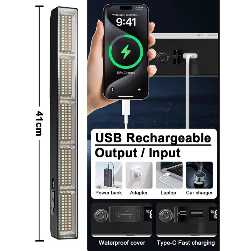 41cmの磁石付きLED作業灯バー。高出力、USB充電式、3 - Power Bank のレビューと価格