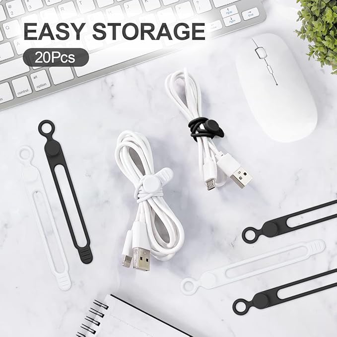 シリコン製ケーブルタイ10個、コードオーガナイザー、ケーブル - Cable Organizer のレビューと価格