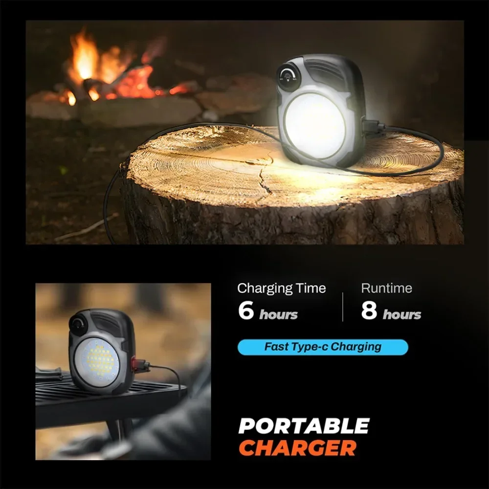 充電式 LED/COB キャンプランタン、500LM 無段階 - Power Bank のレビューと価格