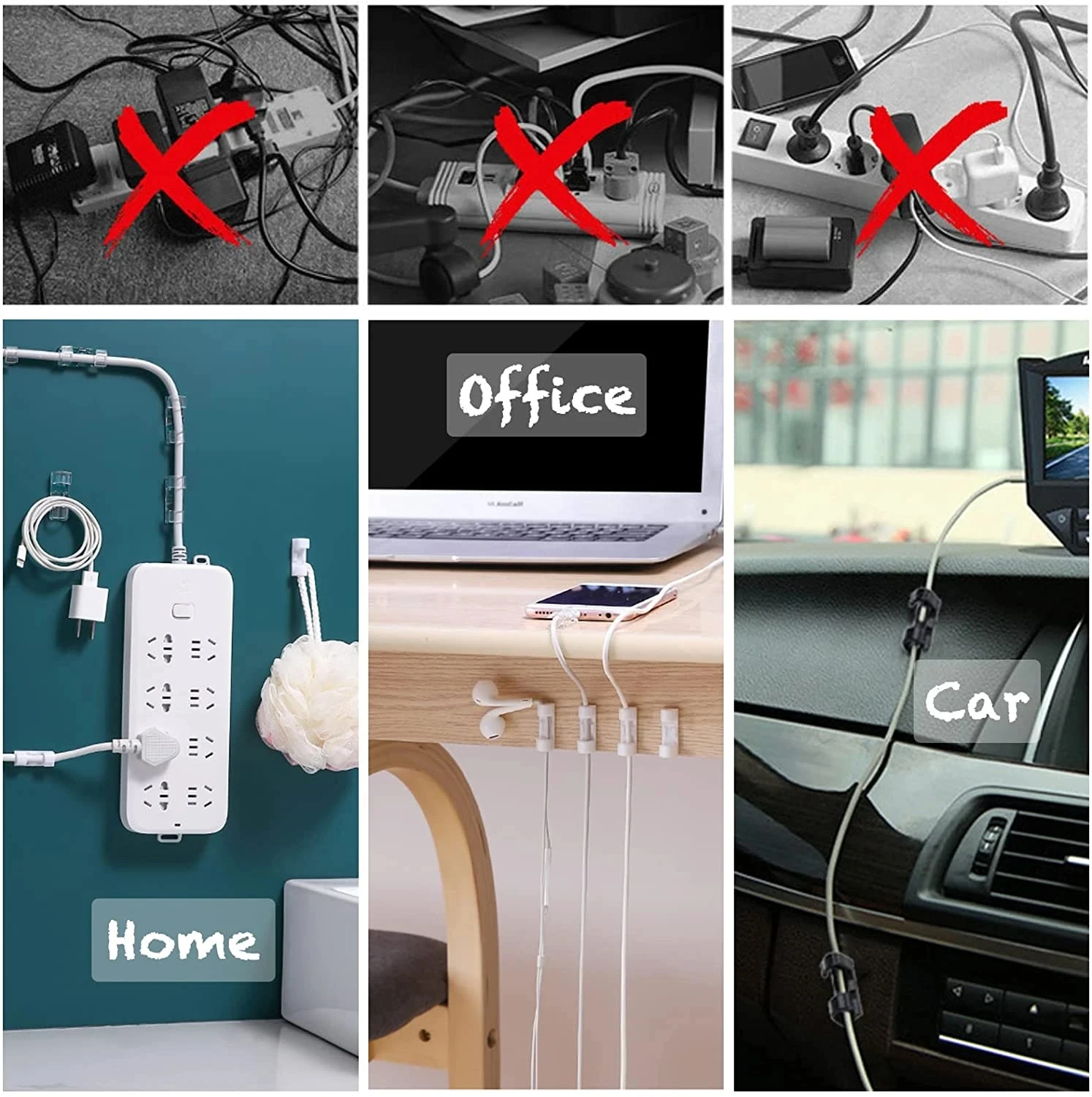 ケーブルクリップ、配線整理用、コードホルダー、自己粘着式ケー - Cable Organizer のレビューと価格