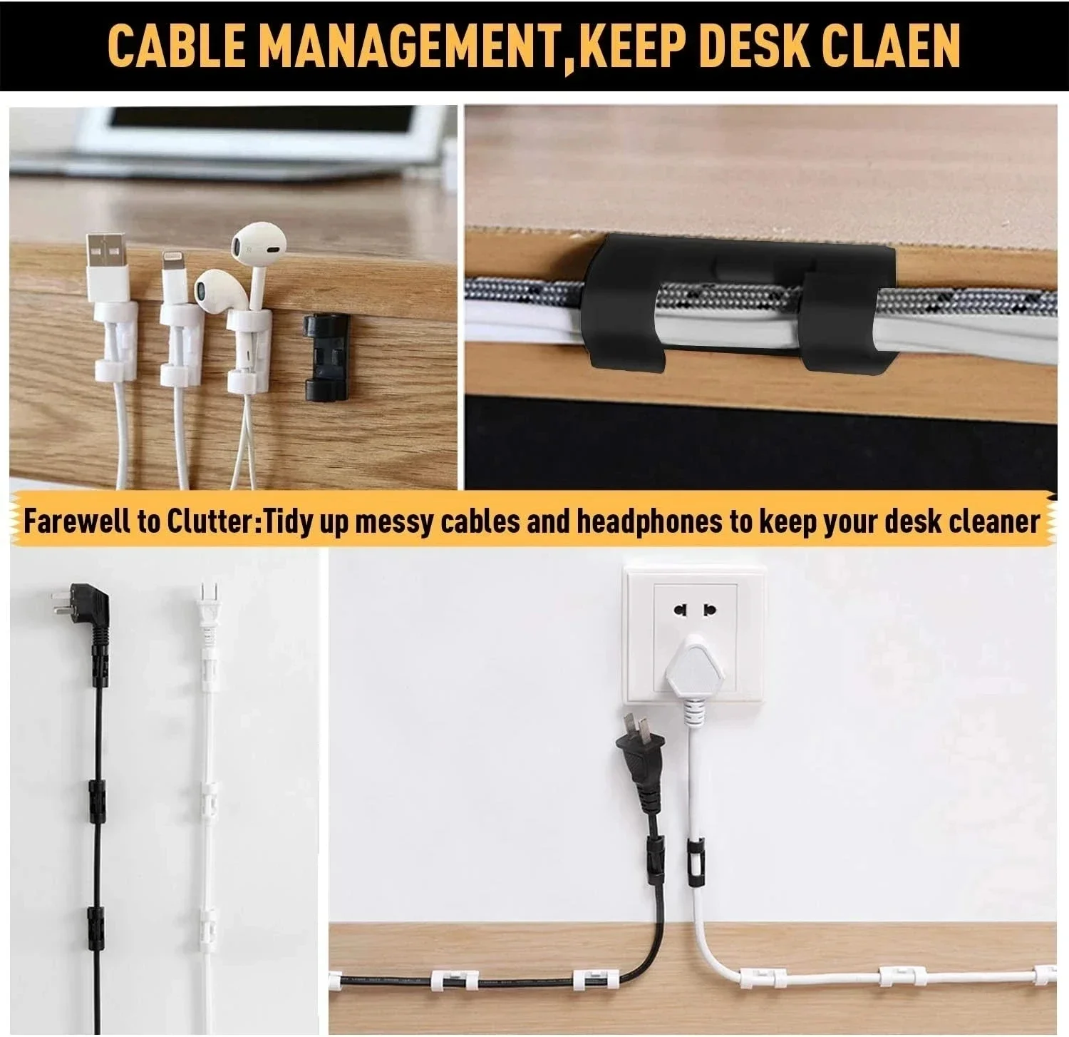 ケーブルクリップ、配線整理用、コードホルダー、自己粘着式ケー - Cable Organizer のレビューと価格