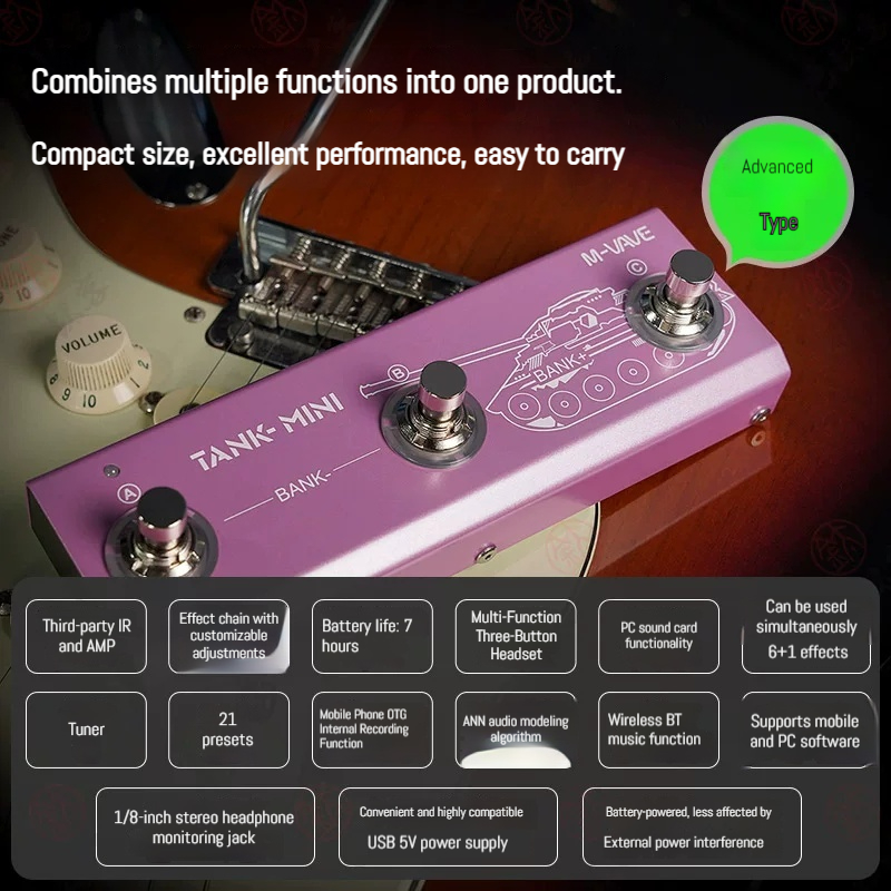 M VAVE タンク ミニ ポータブル マルチエフェクトペダ - Bluetooth Speaker のレビューと価格