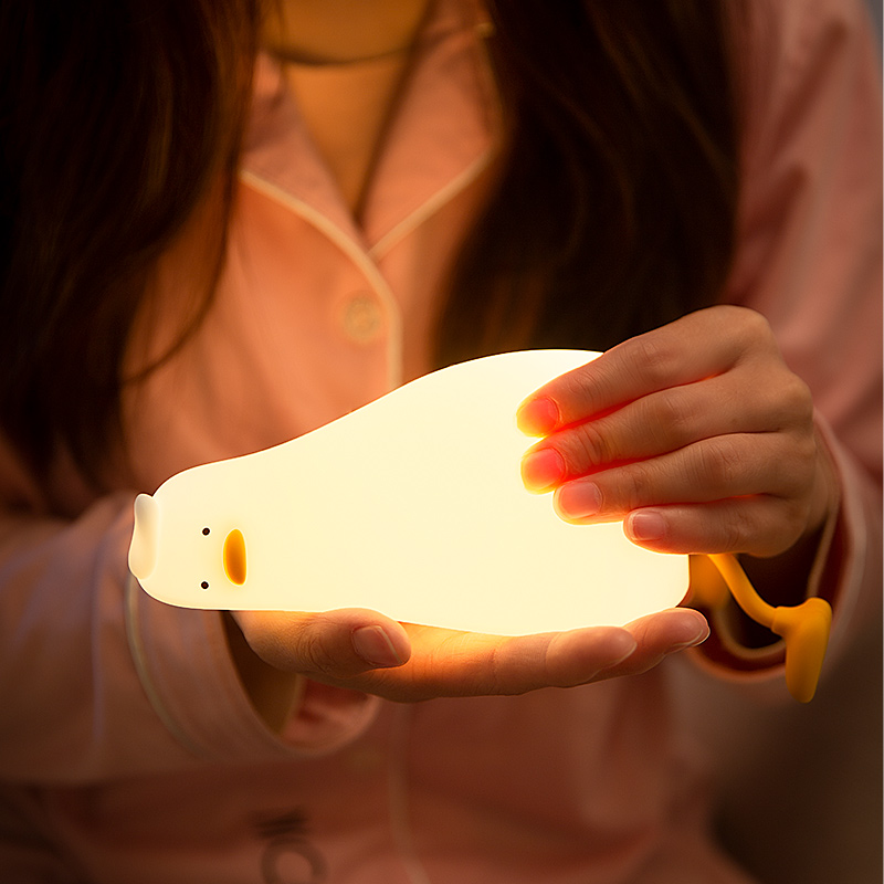 平らな形状のアヒル型ナイトライト、シリコン製、充電式、タッチ - Phone Holder のレビューと価格
