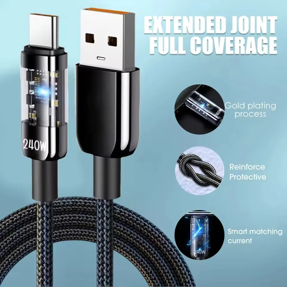 240W ナイロン製 USB Type-C 超急速充電ケーブ - Usb Charger のレビューと価格